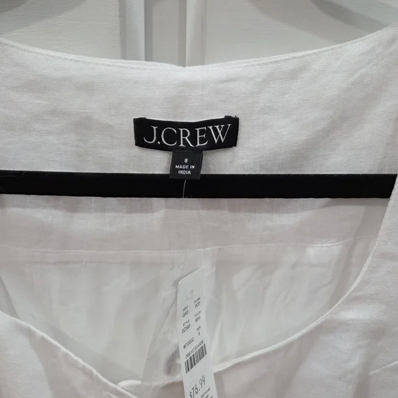 NWY J. Crew White Linen Button-Front Square-Neck Tank - Picture 4 of 9